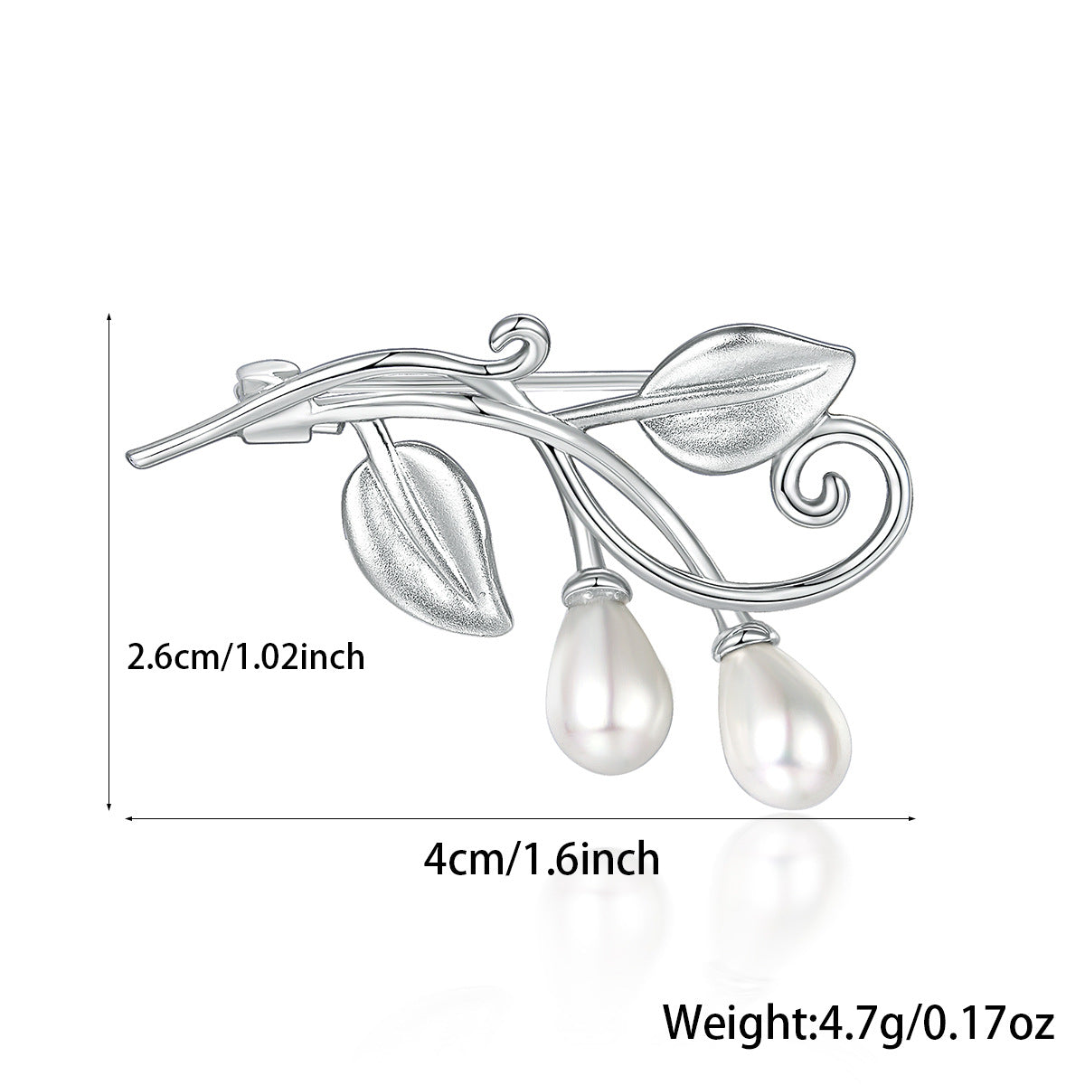 Leaf Zircon Brooch - 925 Silver Minimalist Niche Lapel Pin