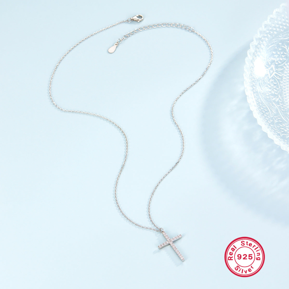 S925 Silver Cross Necklace | Christian Collarbone Chain | Niche Women‘s Jewelry