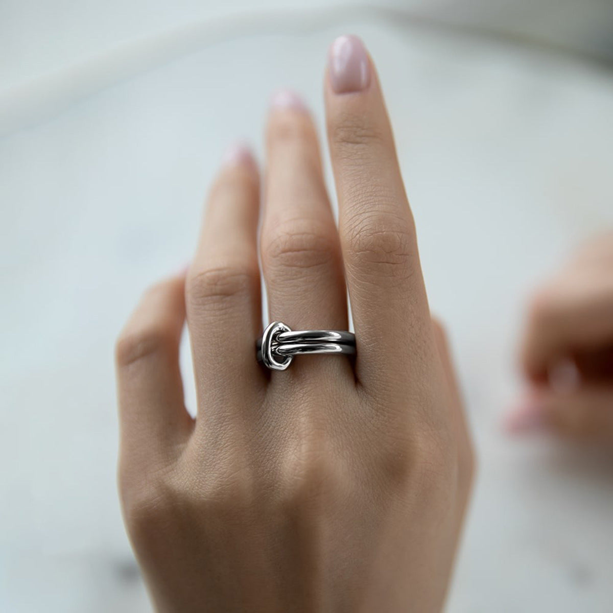 Geometric Double Ring - 925 Silver Minimalist Niche Finger Jewelry