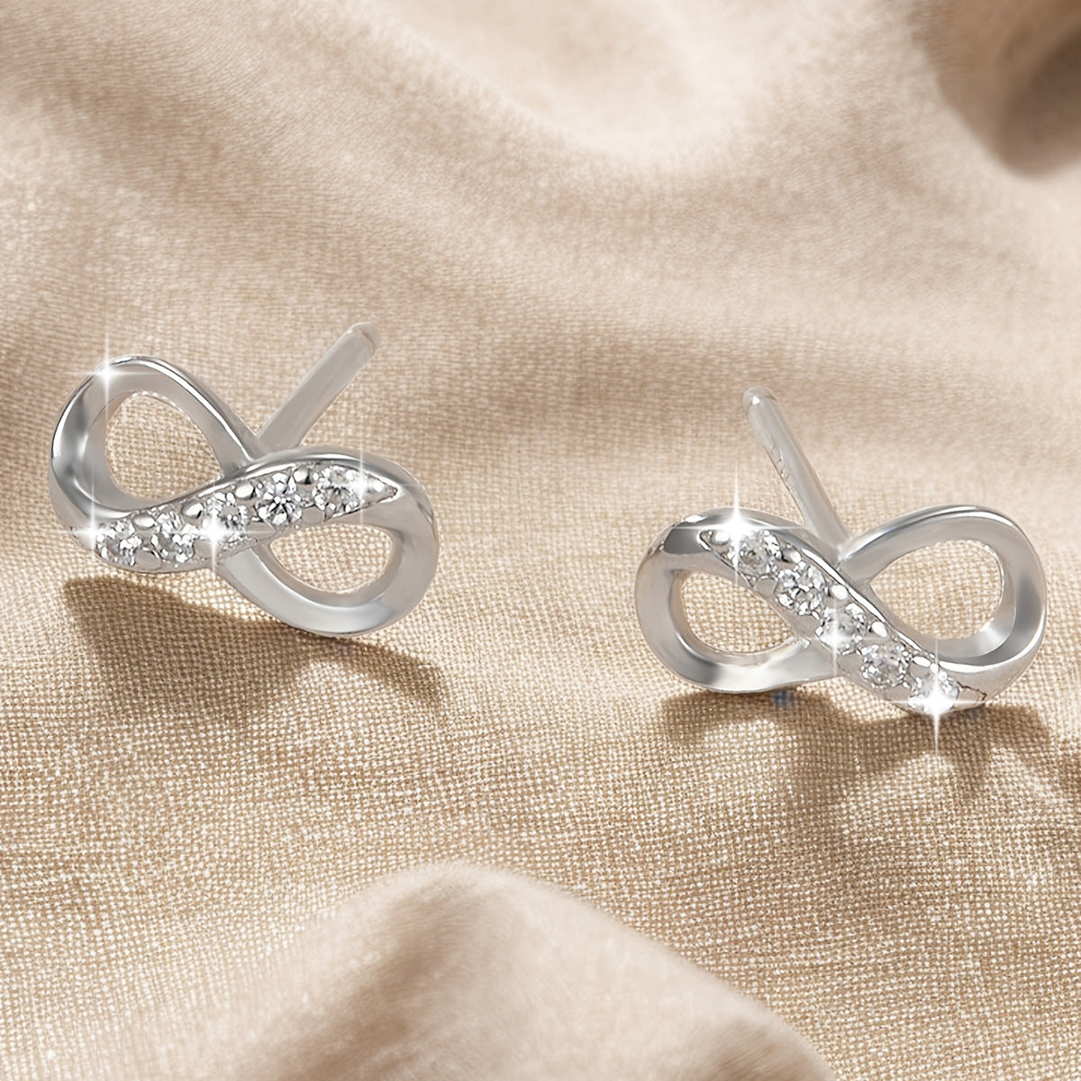 Infinity Zircon Studs - 925 Silver Minimalist Light Luxury Wholesale