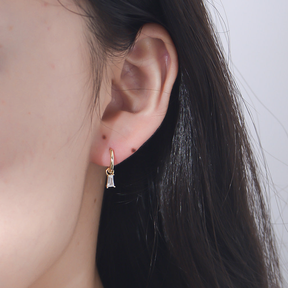 S925 Silver Minimalist Earring Combination - Sparkling Zirconia Set for Women