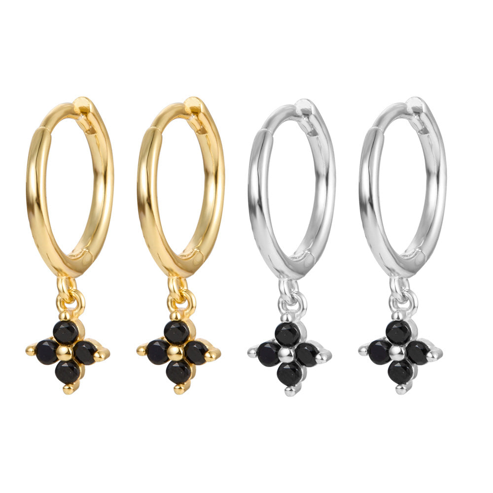 Clover Earrings - 925 Silver Color Zircon Light Luxury Trending