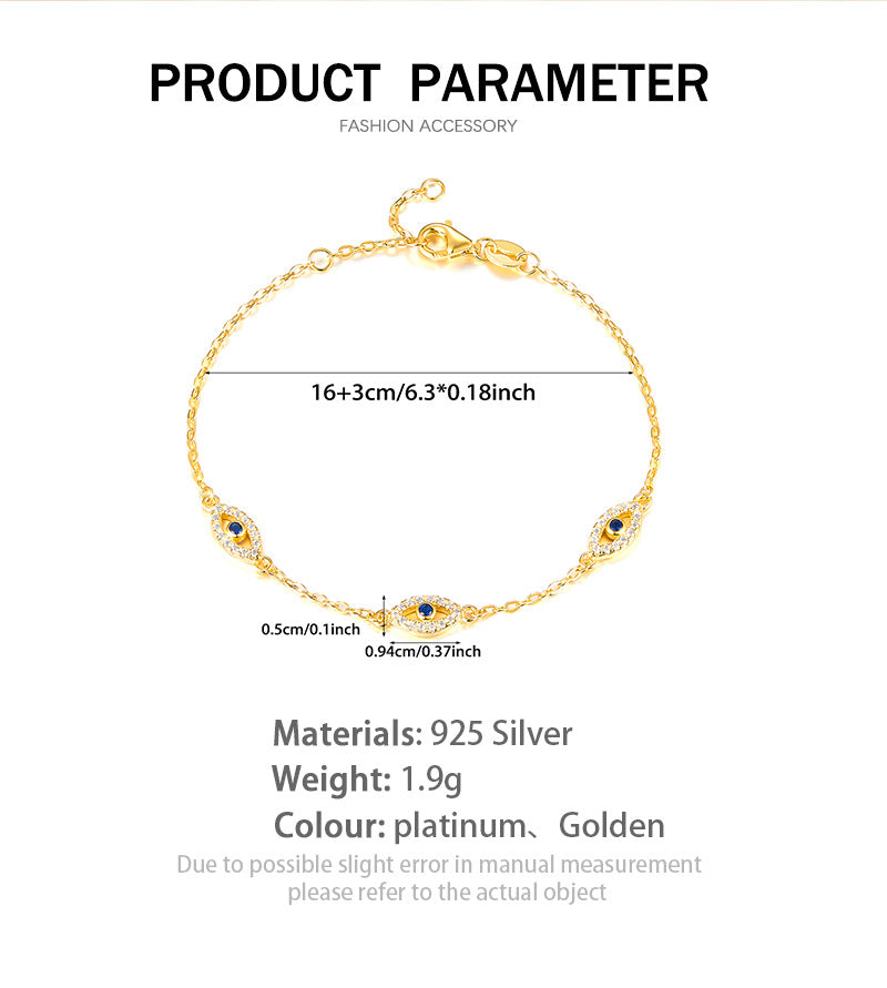 Evil Eye Bracelet - 925 Sterling Silver Zircon Protection Jewelry, Niche Wholesale