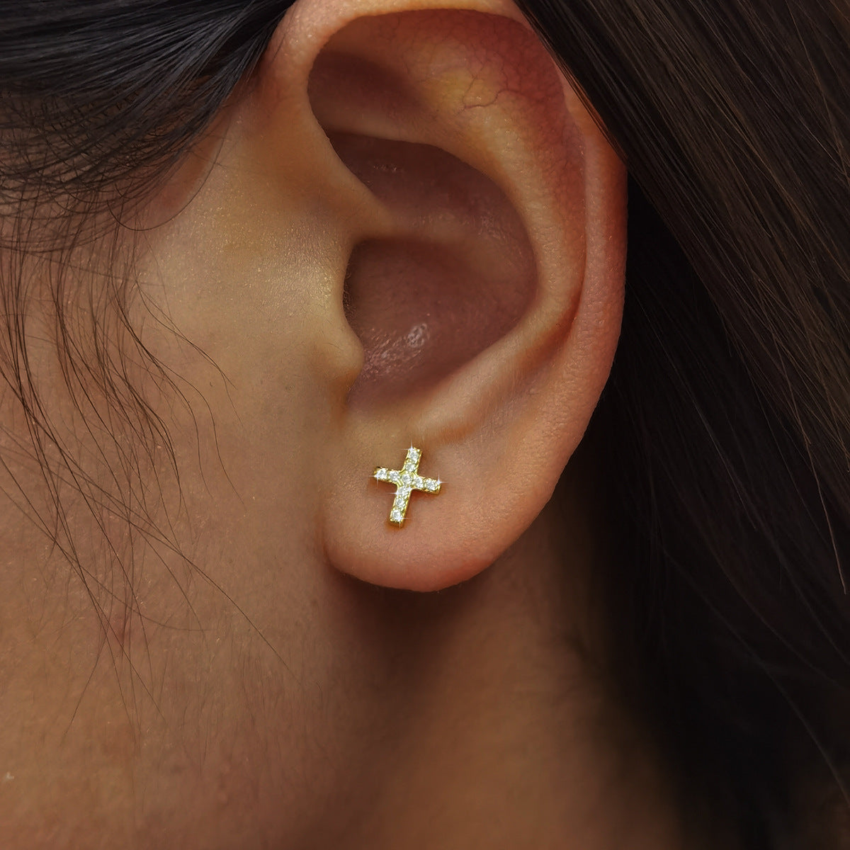 Cross Zircon Studs - S925 Silver Minimalist Niche Factory Direct
