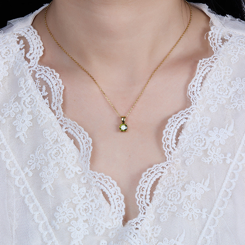 December Birthstone Necklace - 925 Sterling Silver Minimalist Zircon Jewelry