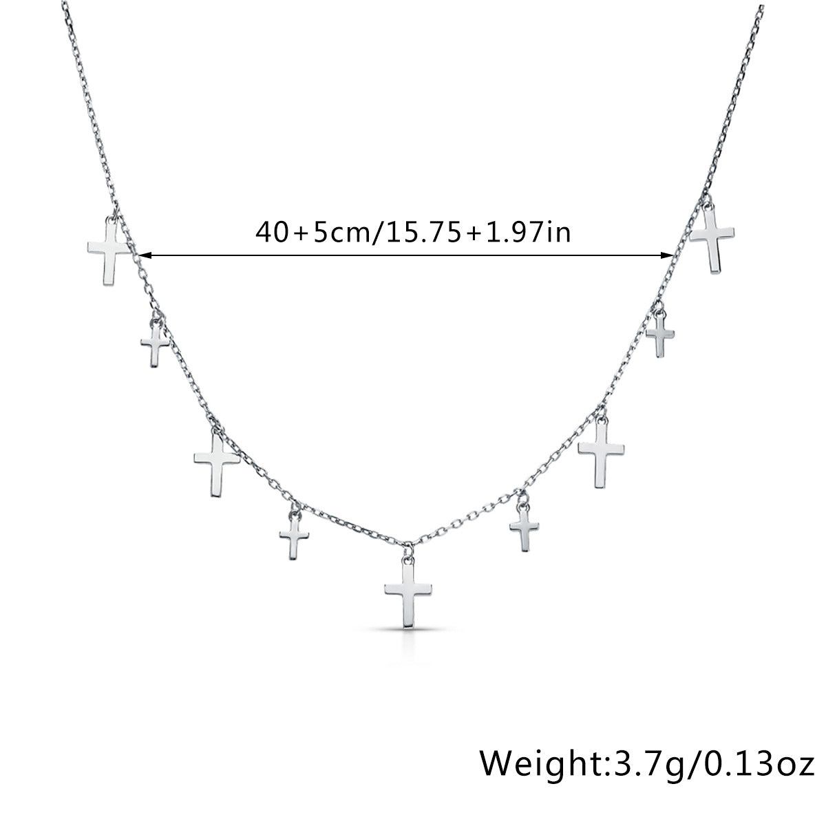 925 Silver Crucifix Jewelry Set | Tassel Necklace, Bracelet, Anklet
