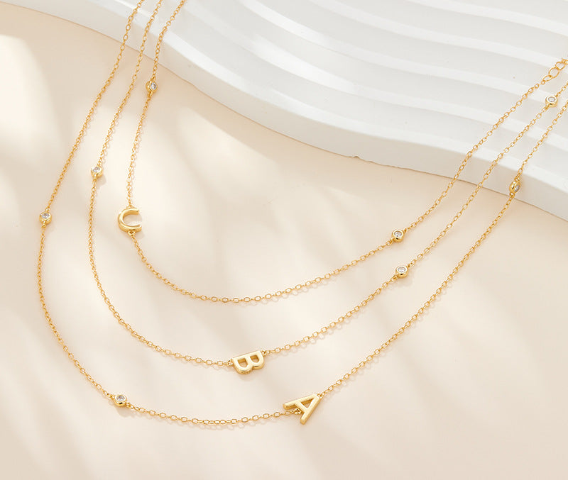 Alphabet Necklace - S925 Silver Micro Zircon Trending Collarbone Chain