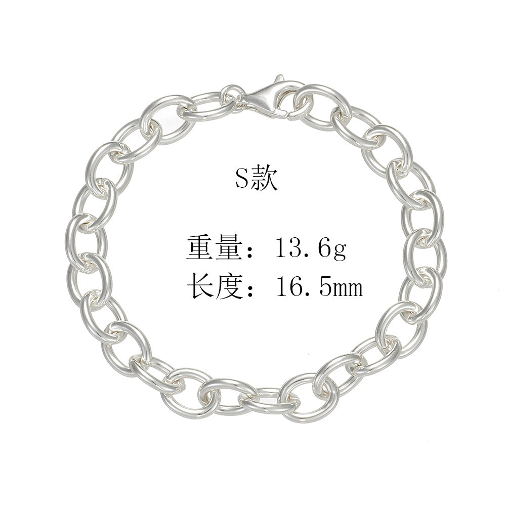 925 Sterling Silver Heavy-Duty Chunky Circle Bracelet, Minimalist High-End Jewelry