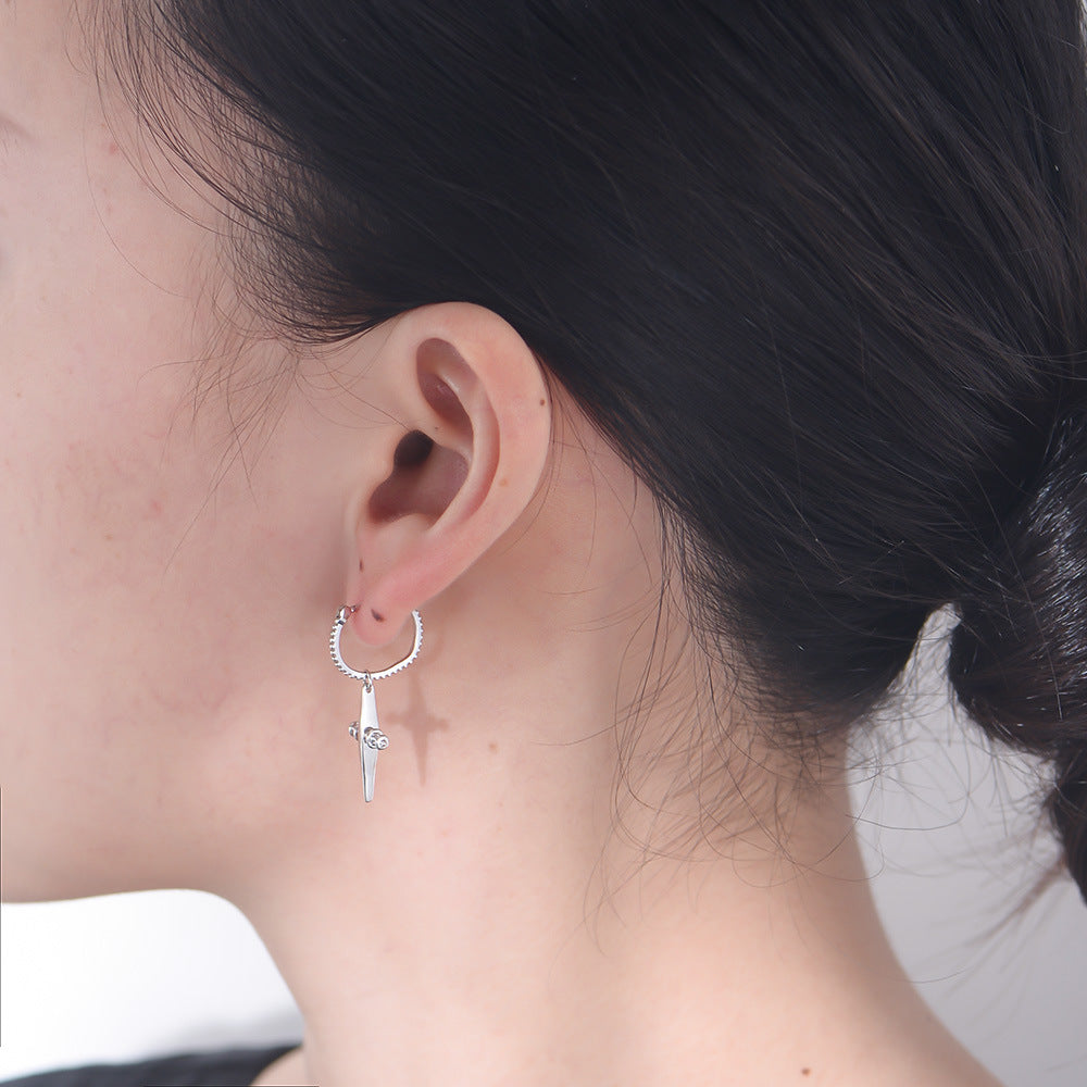 925 Sterling Silver Cross Huggie Hoop Earrings for Women