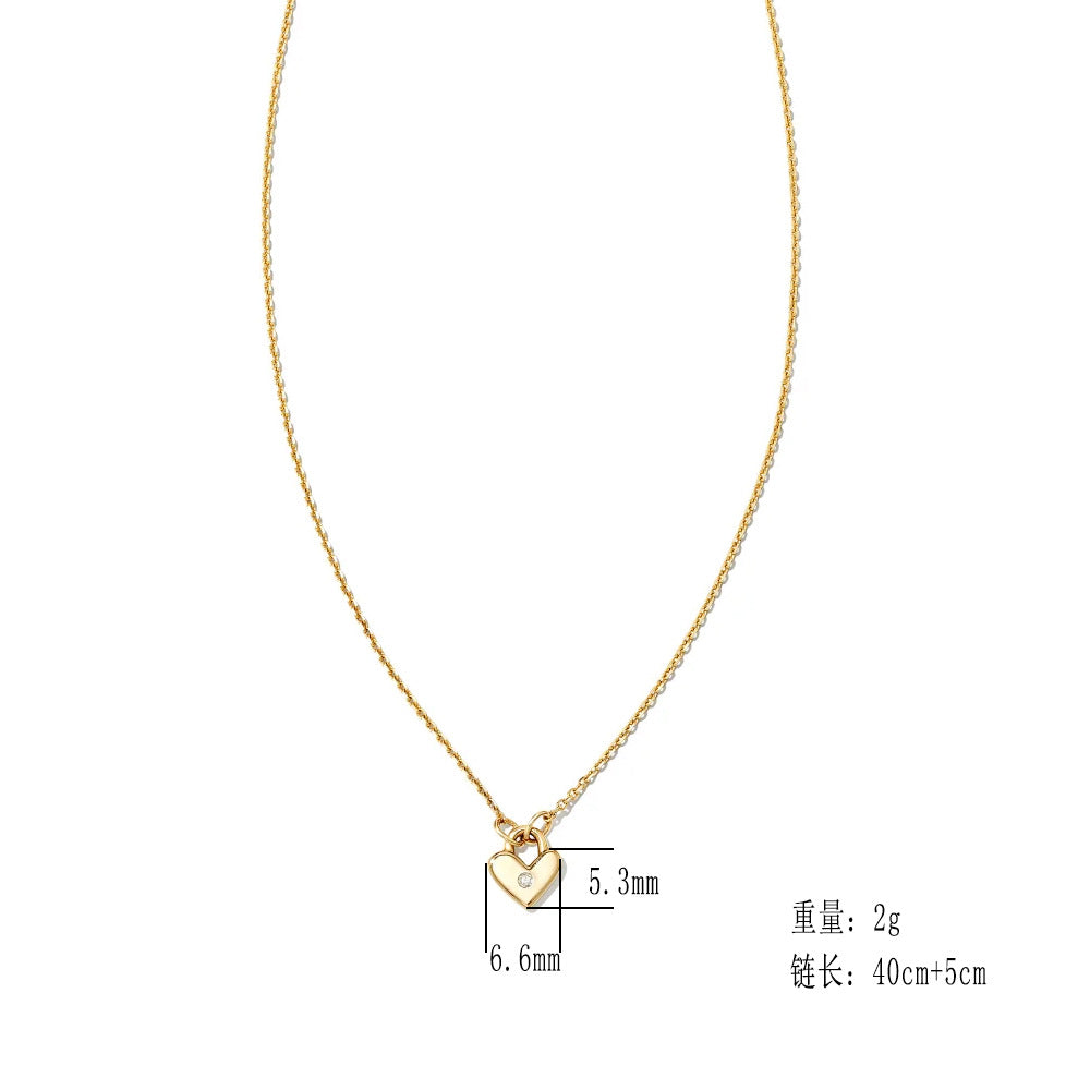 Sterling Silver Dainty Heart-Cut Zirconia Necklace for Women, Light Luxury Aesthetic