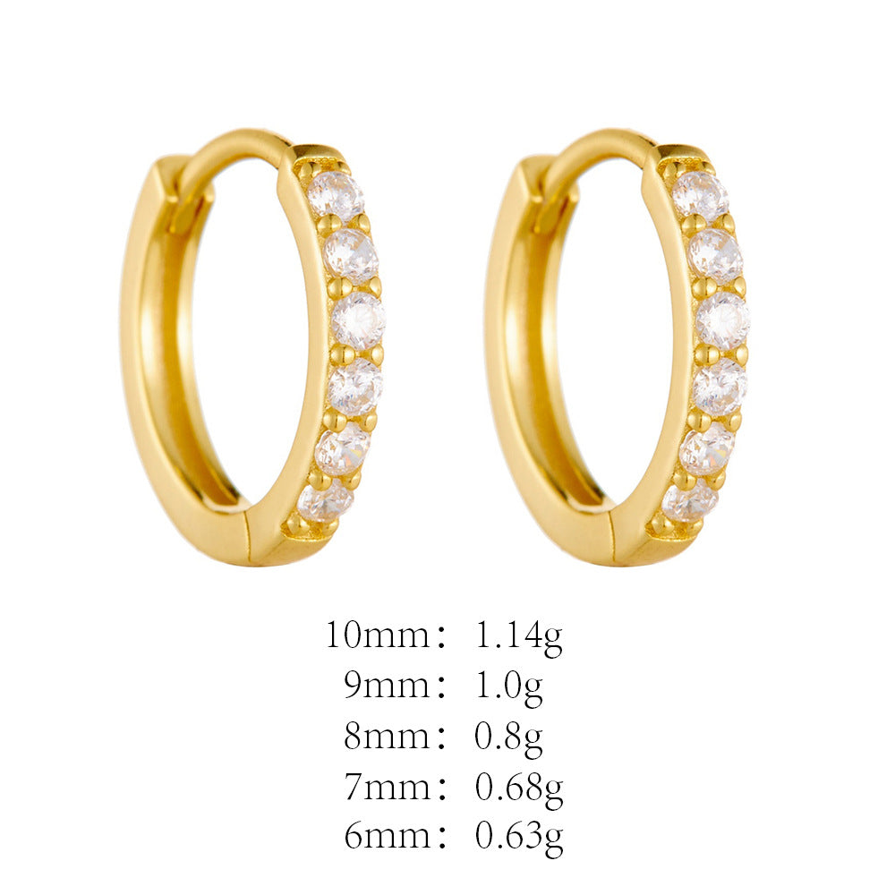 925 Sterling Silver Zirconia Huggie Hoop Earrings, Classic Round Geometric Cartilage Jewelry