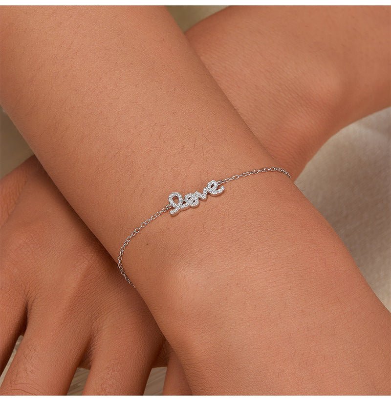 LOVE 925 Silver Necklace | Light Luxury Crystal Chain, Valentine's Gift