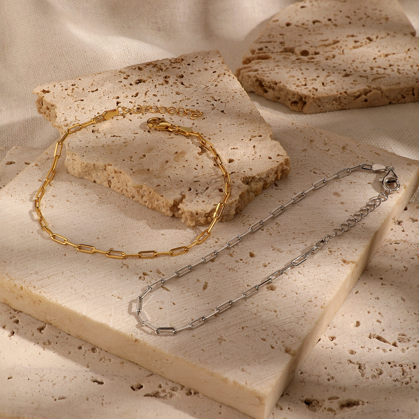 Paperclip Chain Bracelet - 925 Silver Minimalist Classic Jewelry