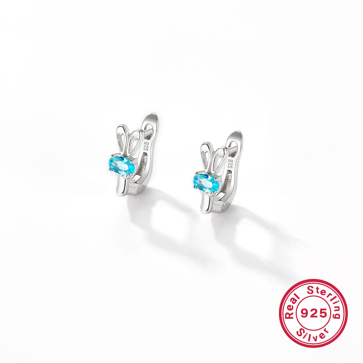 Blue Zircon Rabbit Jewelry Set - S925 Sterling Silver Cute Matching Wholesale