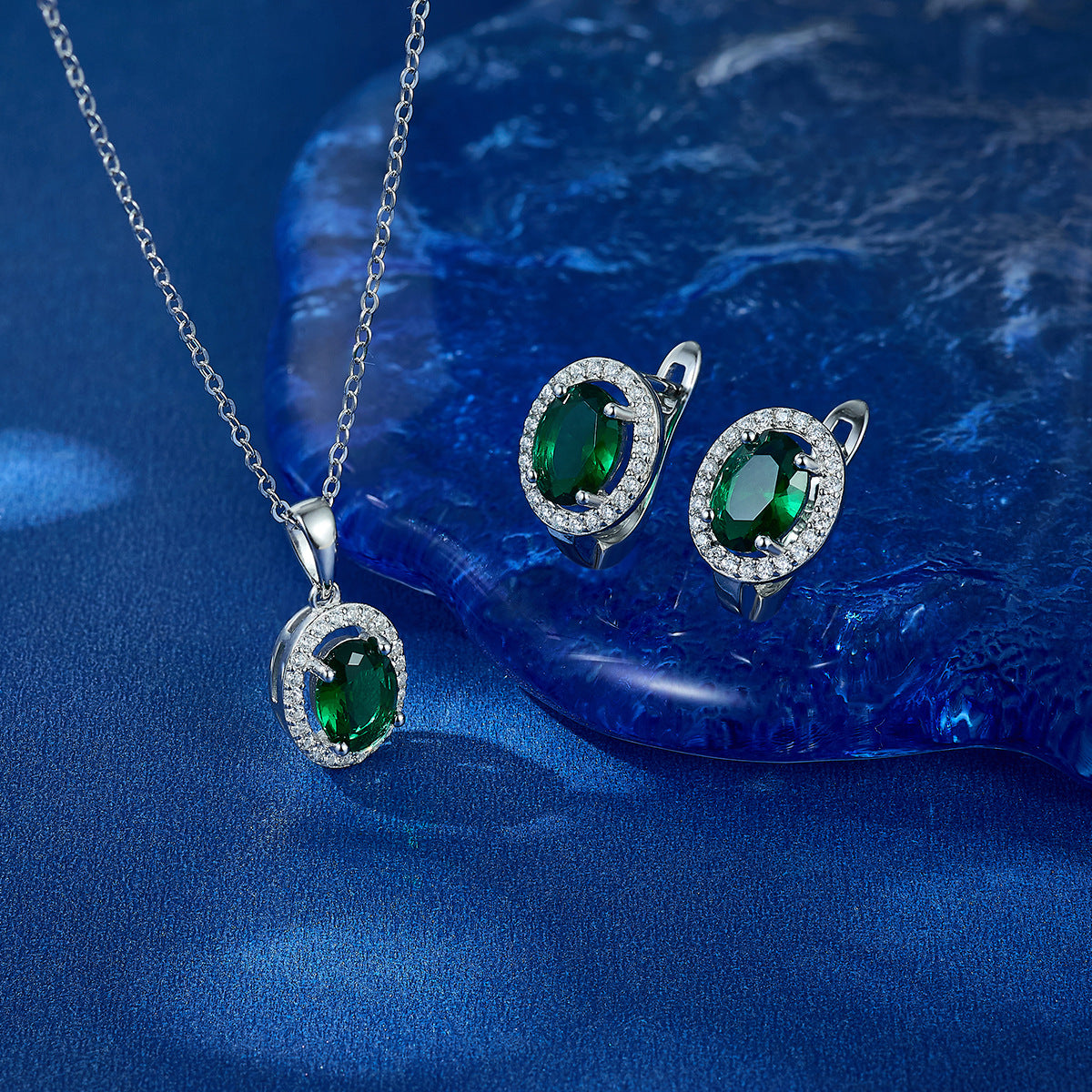 Oval Geometric Ear Cuffs & Necklace Set - S925 Sterling Silver Zircon Gift