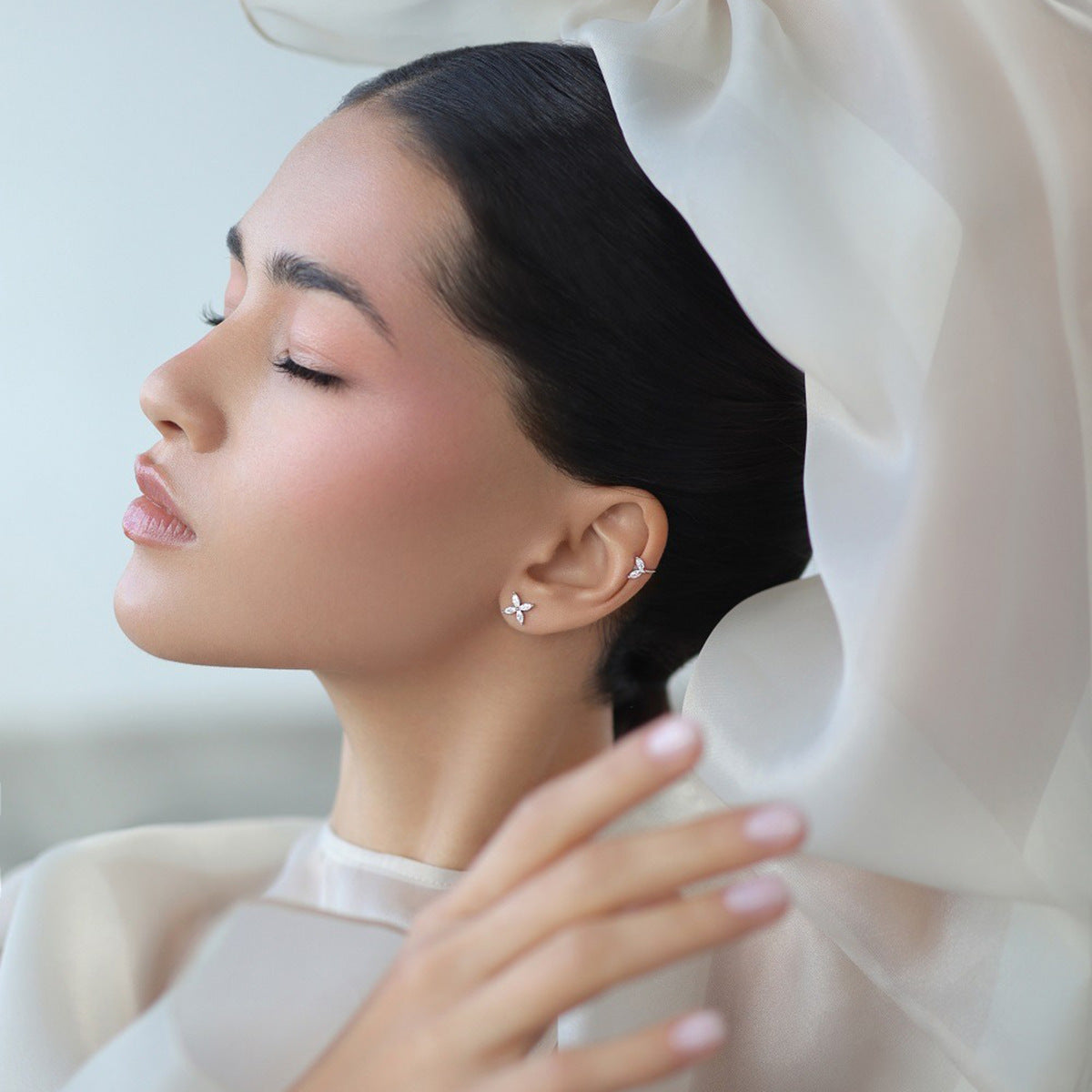 Butterfly Jewelry Set - 925 Silver Flower Pendant Necklace Bracelet