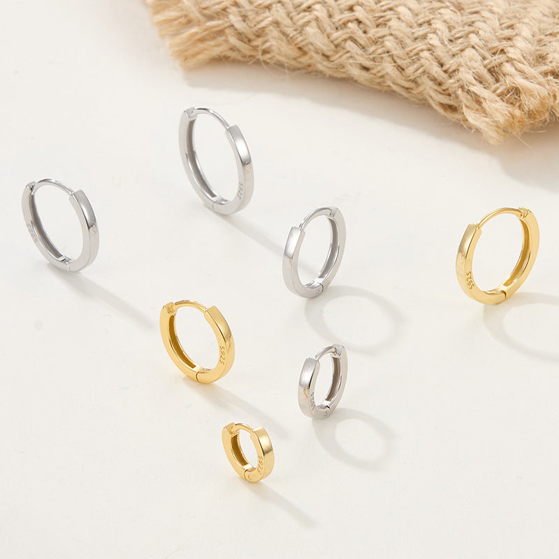 Polished Hoop Earrings - 925 Silver Minimalist Unisex Jewelry