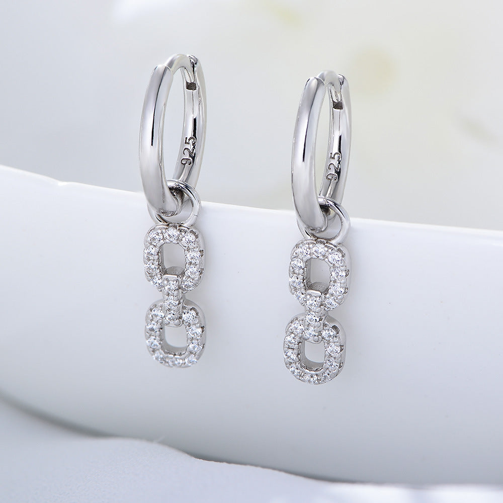 S925 Silver Minimalist Earring Combination - Sparkling Zirconia Set for Women