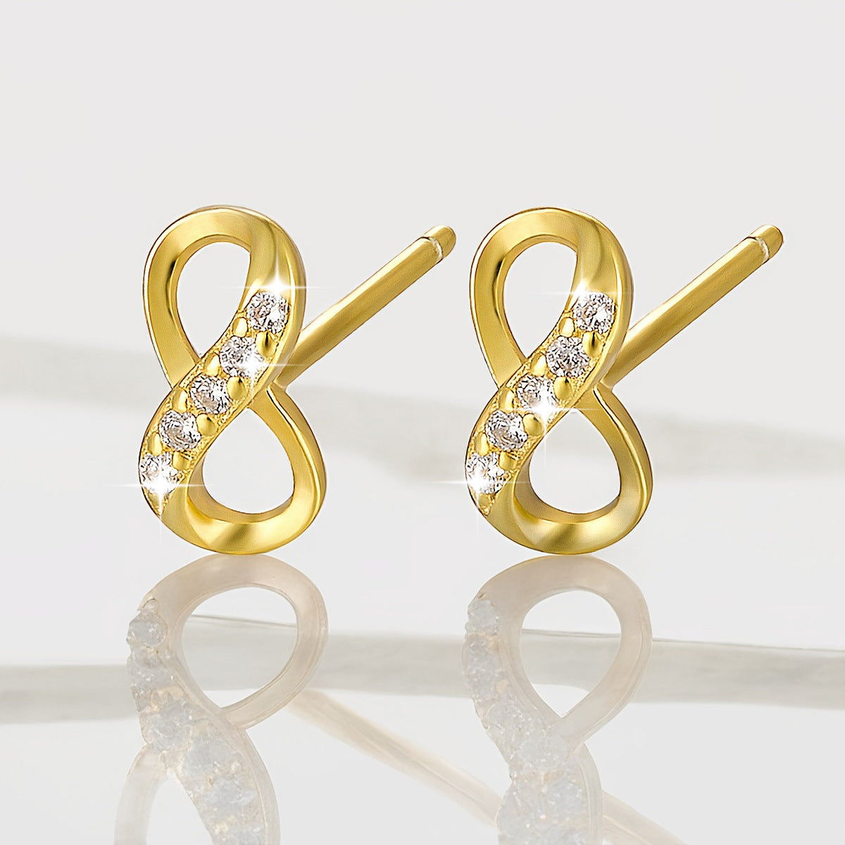 Infinity Zircon Studs - 925 Silver Minimalist Light Luxury Wholesale