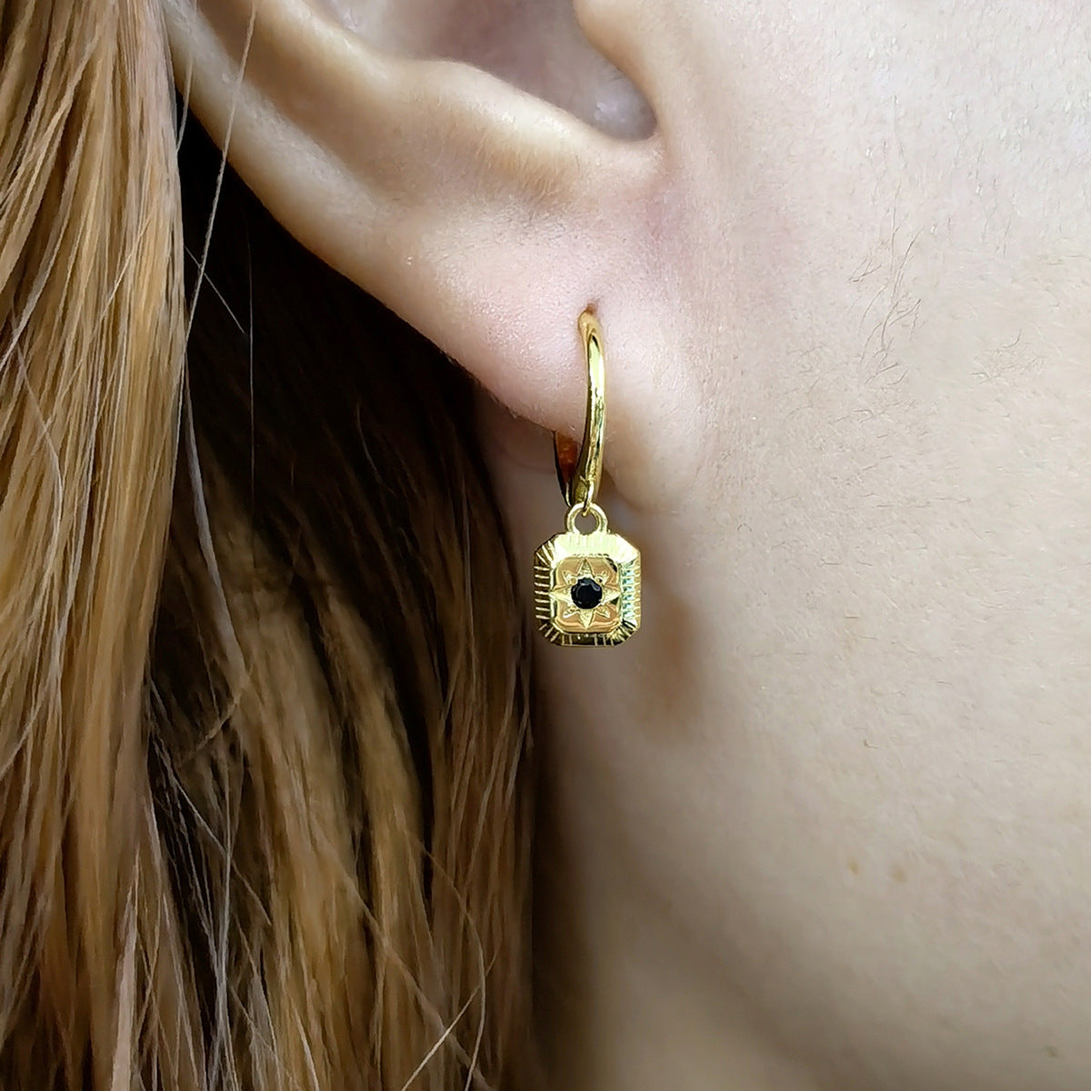 Square Zircon Hoop Earrings - S925 Silver Niche Minimalist Jewelry