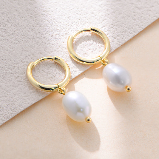 Sterling Silver Elegant Pearl Studs for Women, High-End Chic Versatile Accessory