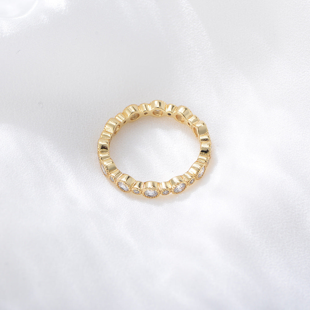 S925 Silver Iced Out Round Ring - Sparkling Pave Zirconia Band