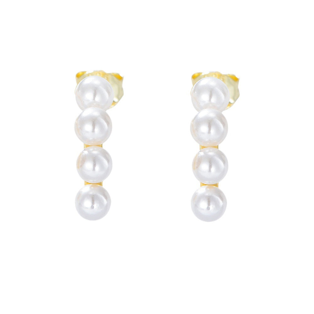925 Sterling Silver Minimalist Pearl Stud Earrings, Elegant Classic Jewelry
