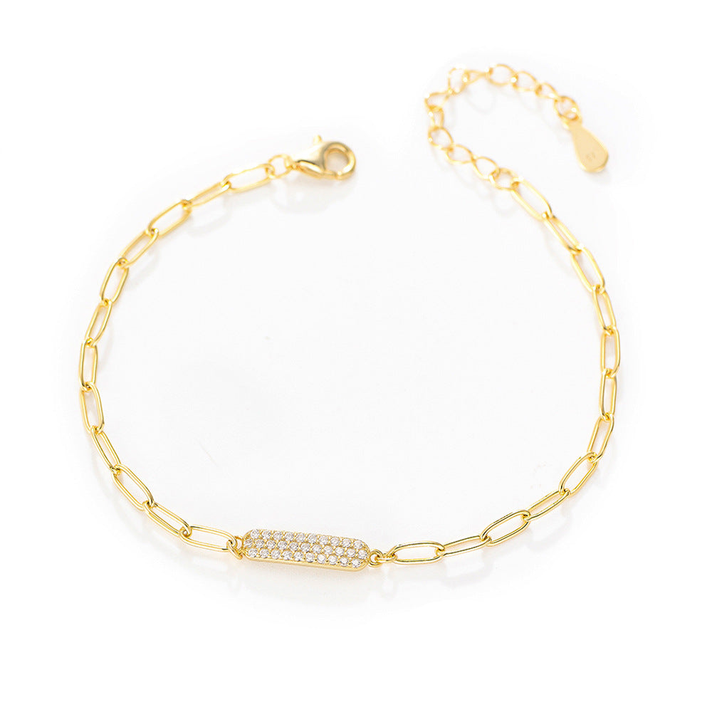 925 Sterling Silver Micro-Pave Zirconia Bracelet, Minimalist High-End Light Luxury Jewelry