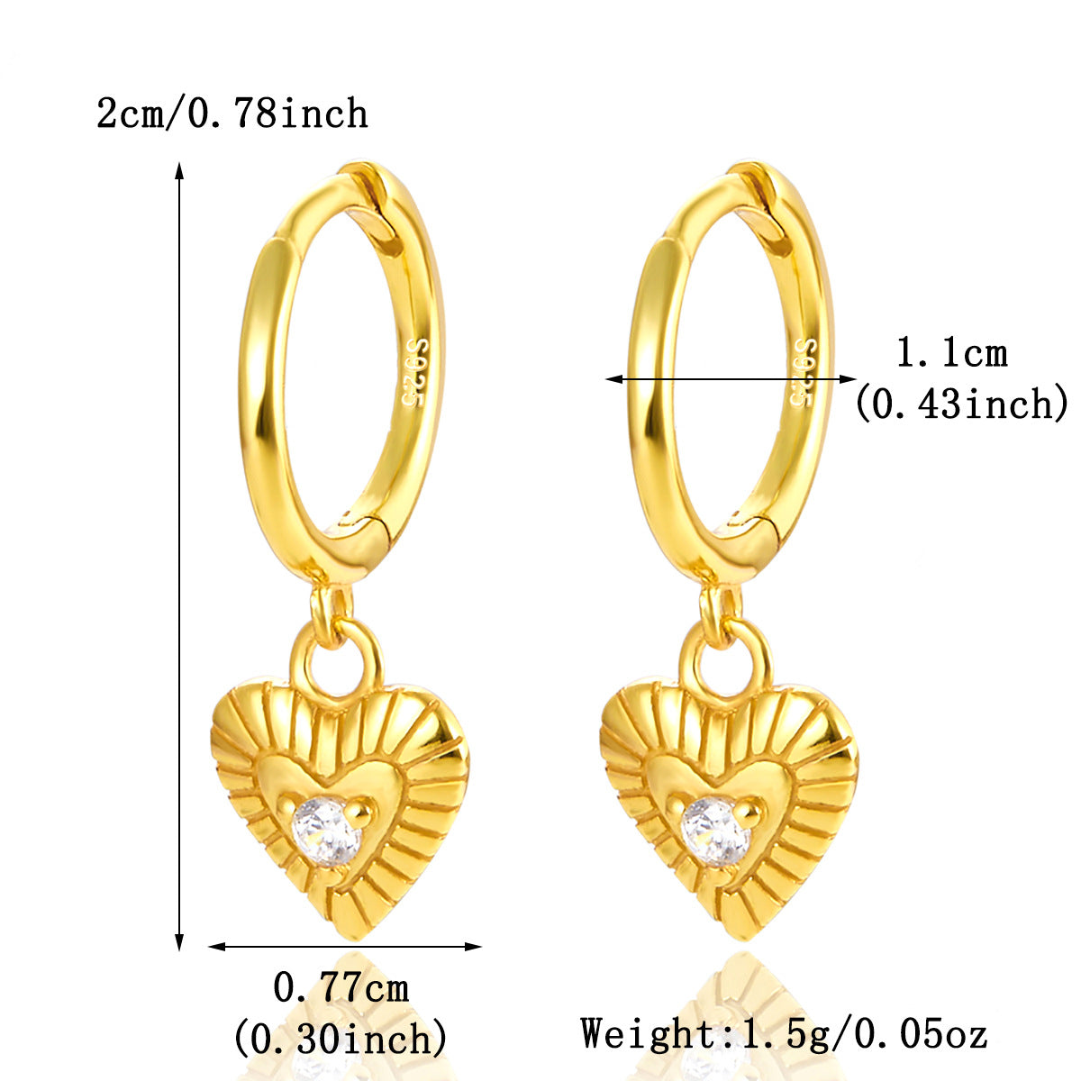 Heart Ear Cuffs - 925 Silver Stackable Light Luxury Wholesale