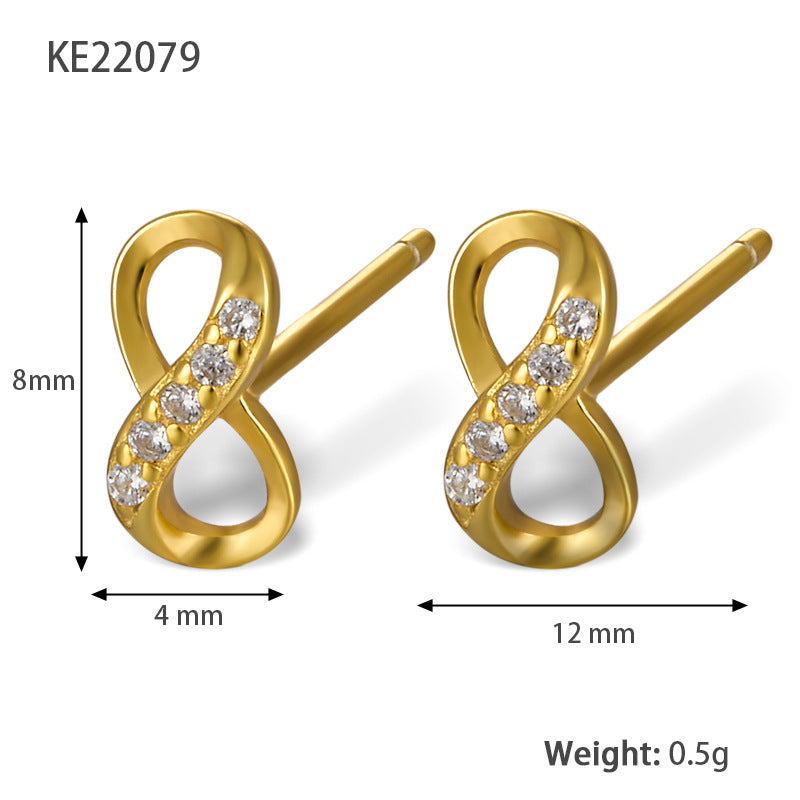 Infinity Zircon Studs - 925 Silver Minimalist Light Luxury Wholesale