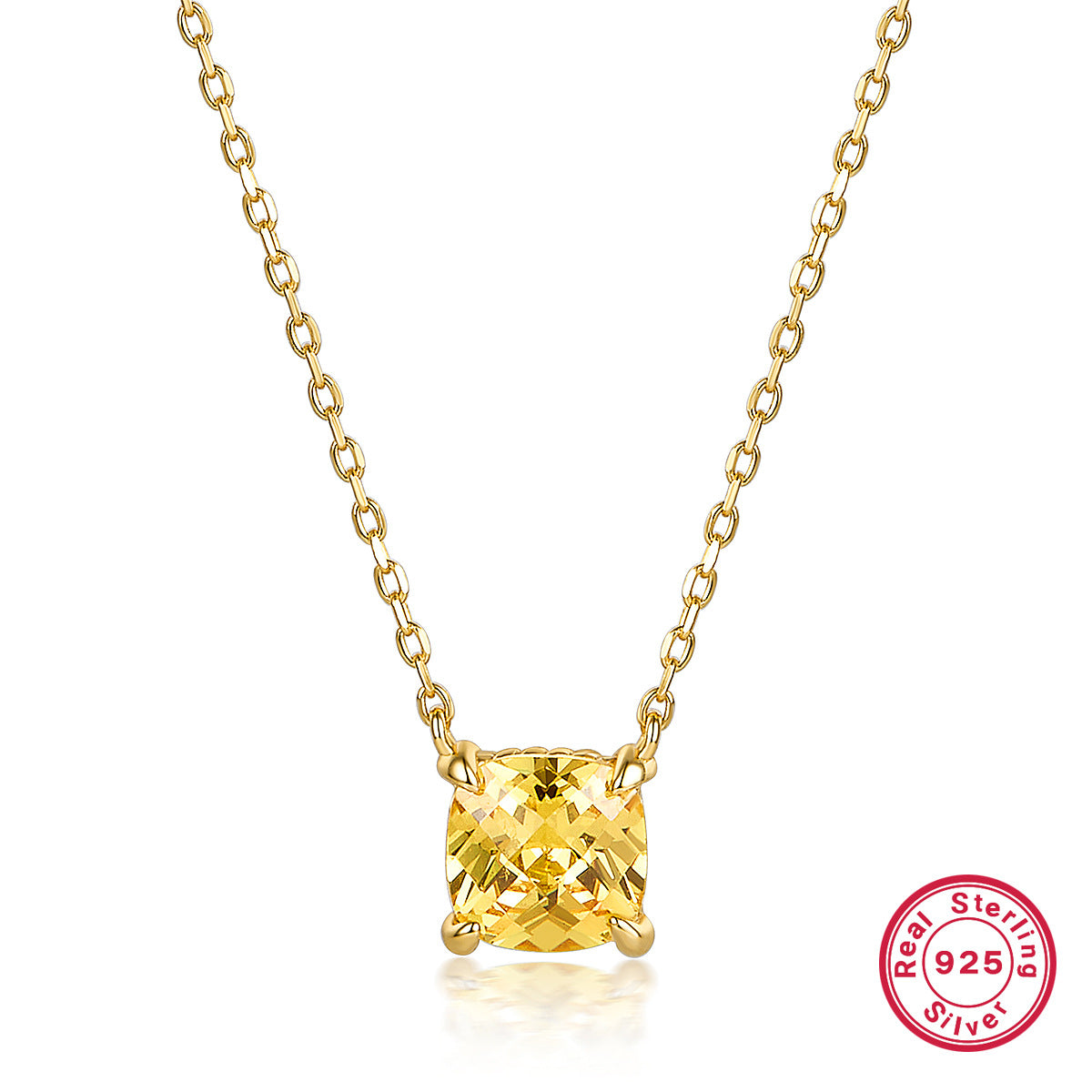 S925 Multicolor Zircon Set | Square Earrings, Ring & Necklace