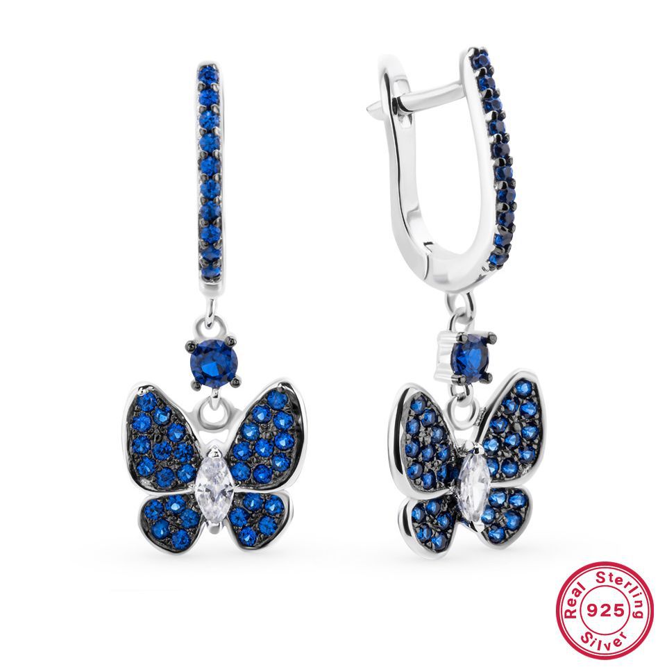 Wholesale S925 Silver Blue Butterfly Set | Vintage Elegant Jewelry Collection