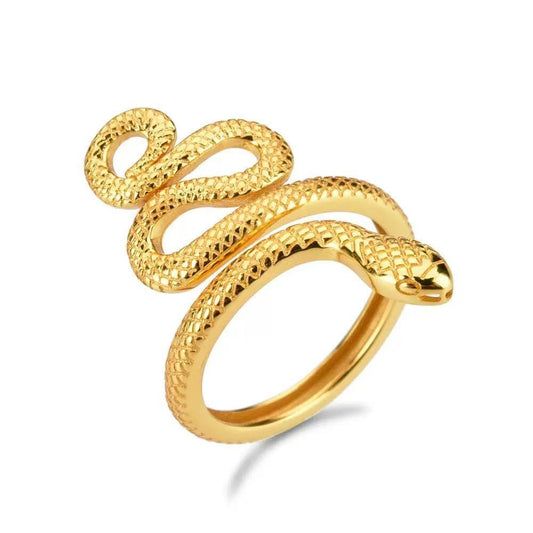Snake Adjustable Ring - S925 Silver Edgy Minimalist Jewelry