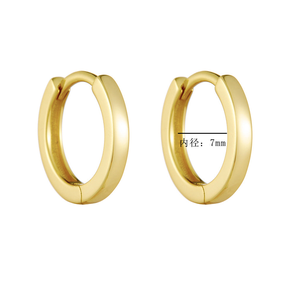 925 Sterling Silver Minimalist Chunky Hoop Earrings, High-Polished Versatile Huggie Jewelry