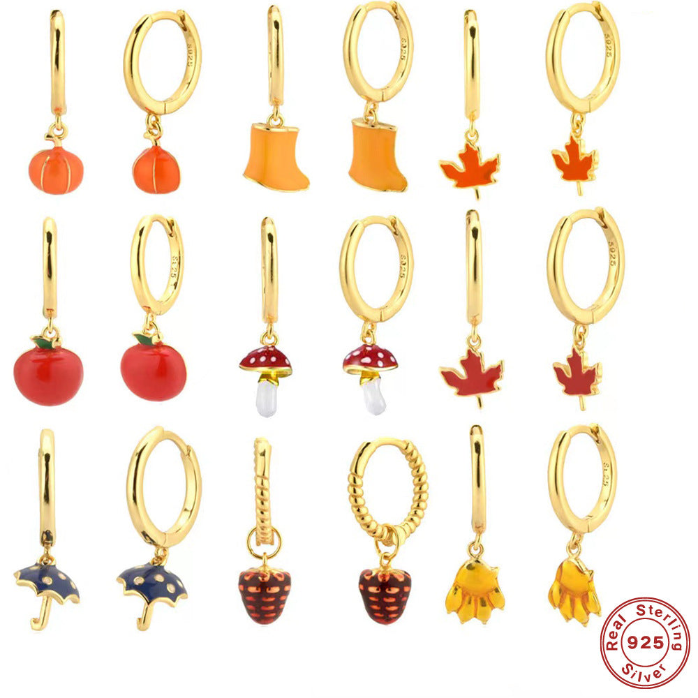 Vegetable Fruit Ear Cuffs - S925 Silver Halloween Pumpkin Batch