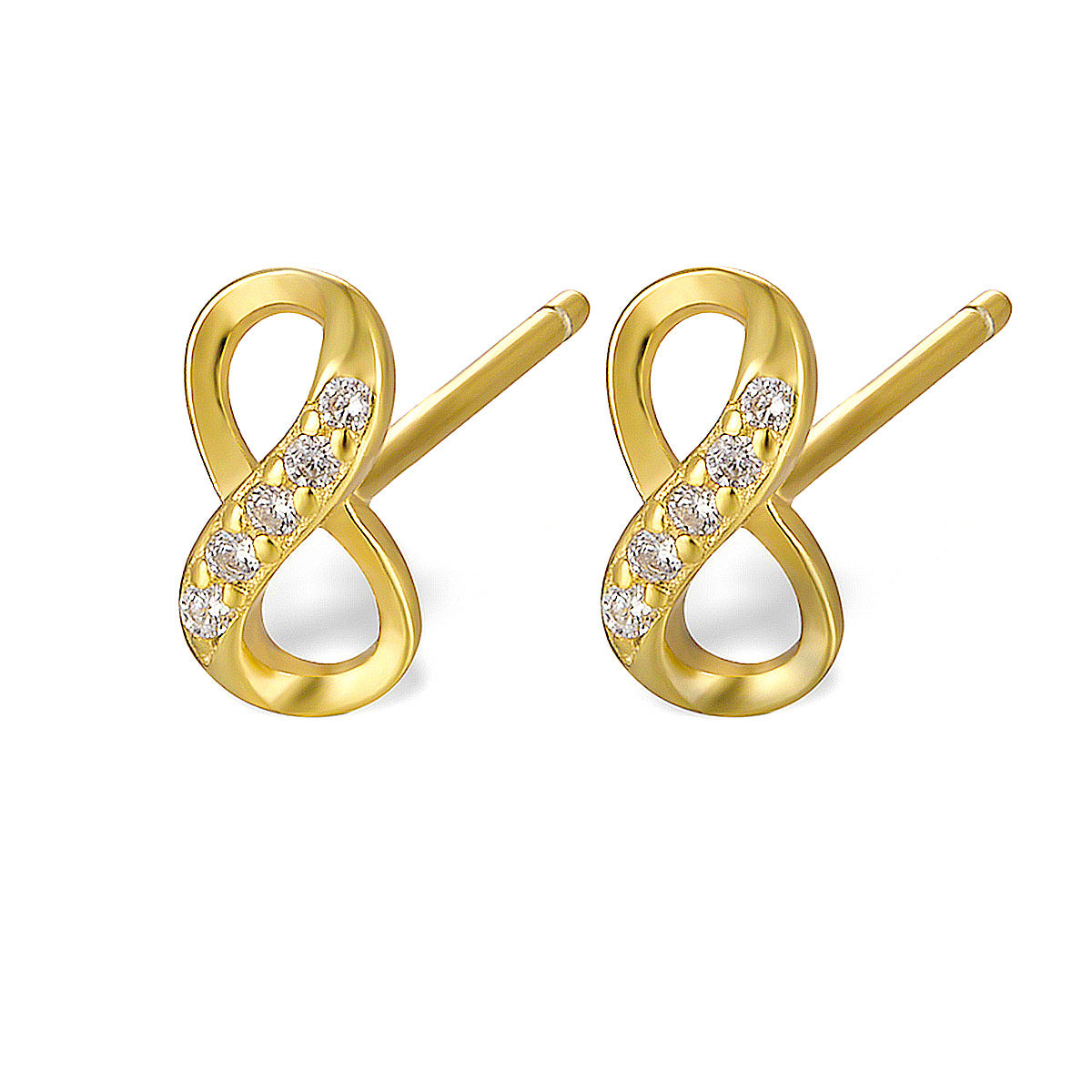 Infinity Zircon Studs - 925 Silver Minimalist Light Luxury Wholesale