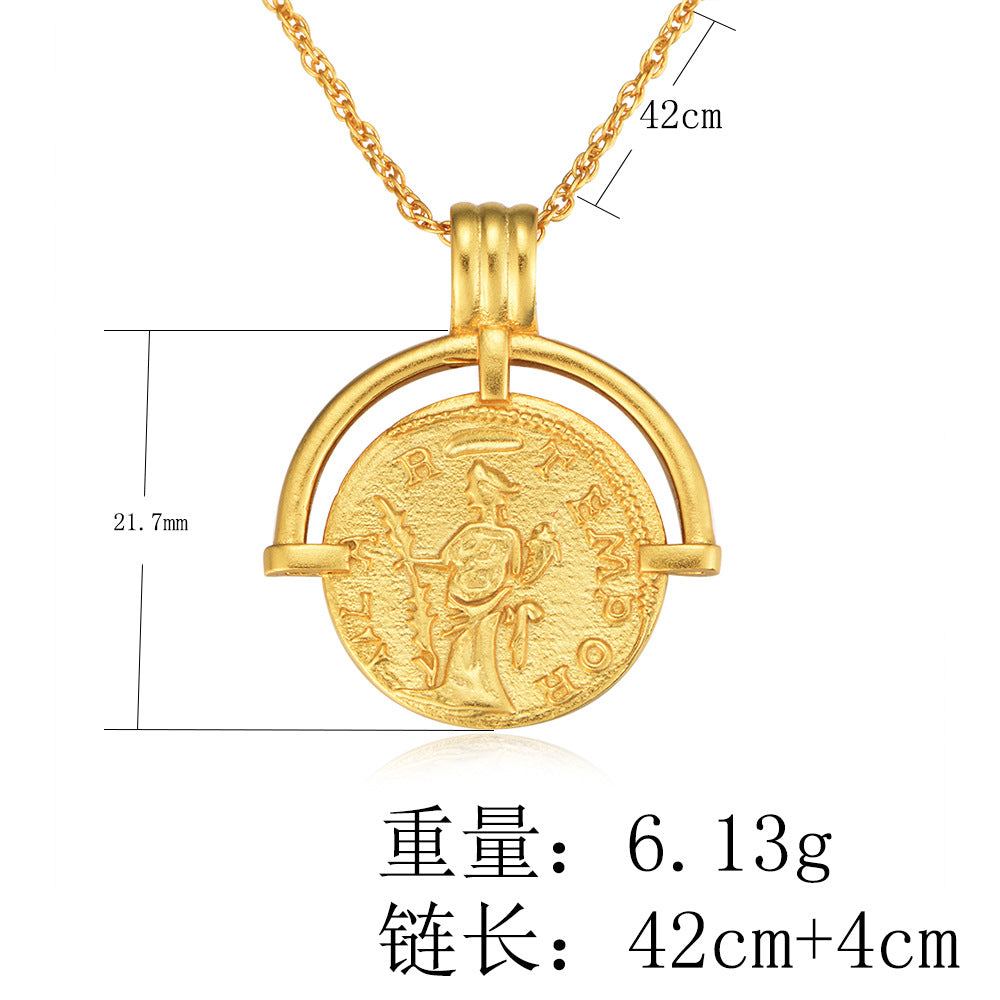 925 Sterling Silver Roman Coin Necklace, Vintage Medallion Pendant