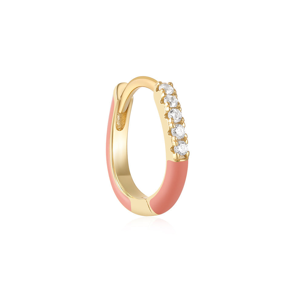 Single Color Drip Hoop - S925 Silver Dopamine Asymmetric Niche