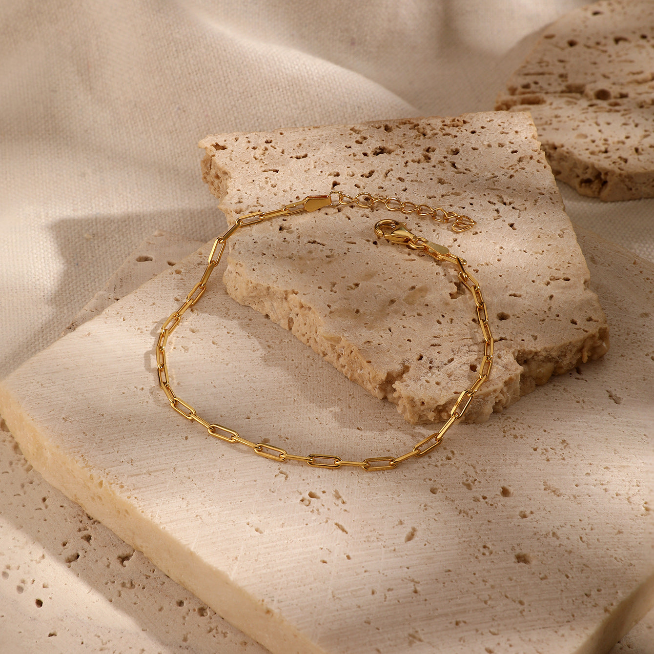 Paperclip Chain Bracelet - 925 Silver Minimalist Classic Jewelry