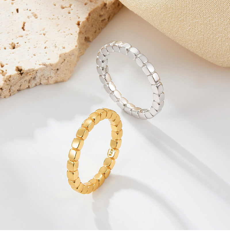 Geometric Shattered Silver Ring - 925 Silver Minimalist Niche Jewelry