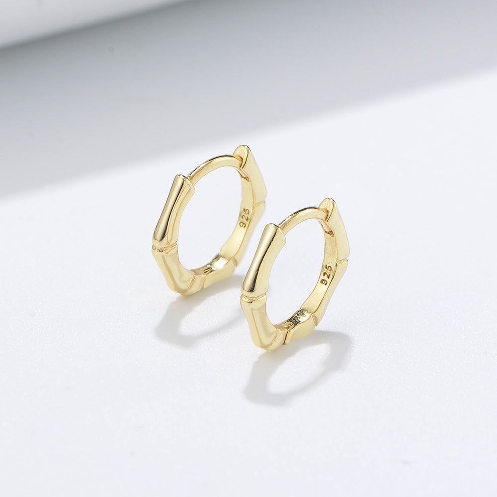 925 Sterling Silver Bamboo Square Hoop Earrings, Geometric Jewelry