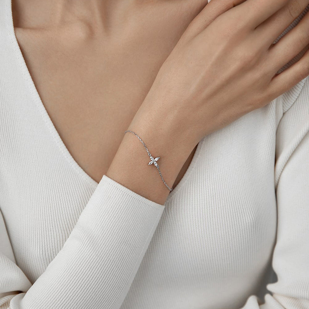 Butterfly Jewelry Set - 925 Silver Flower Pendant Necklace Bracelet