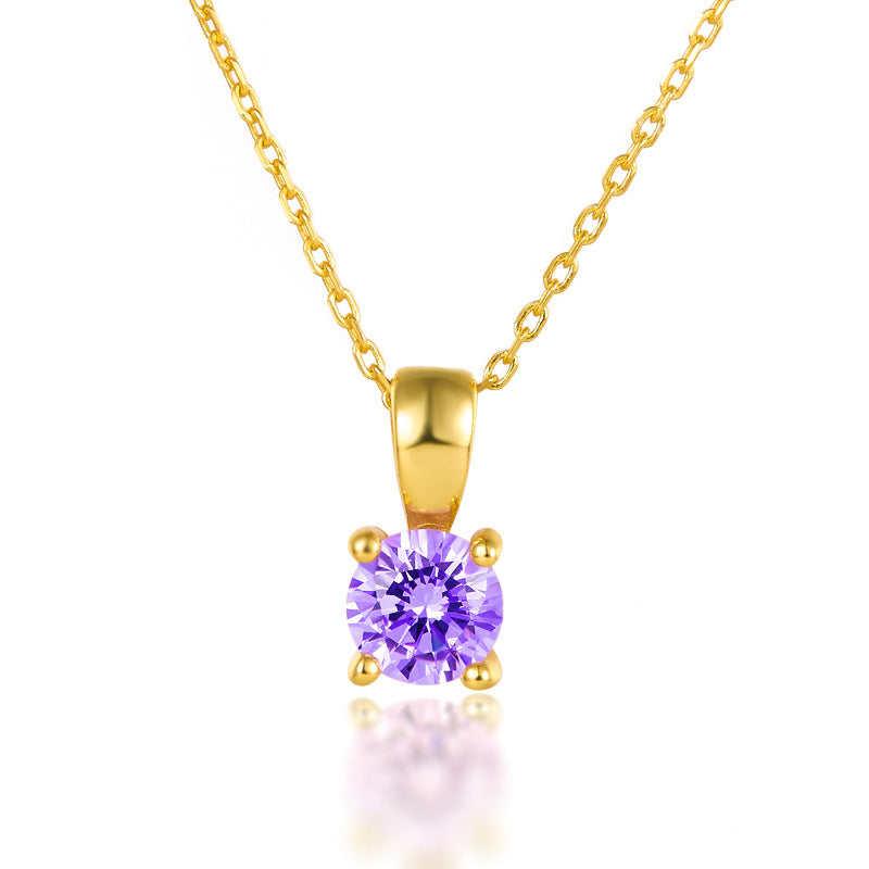 December Birthstone Necklace - 925 Sterling Silver Minimalist Zircon Jewelry