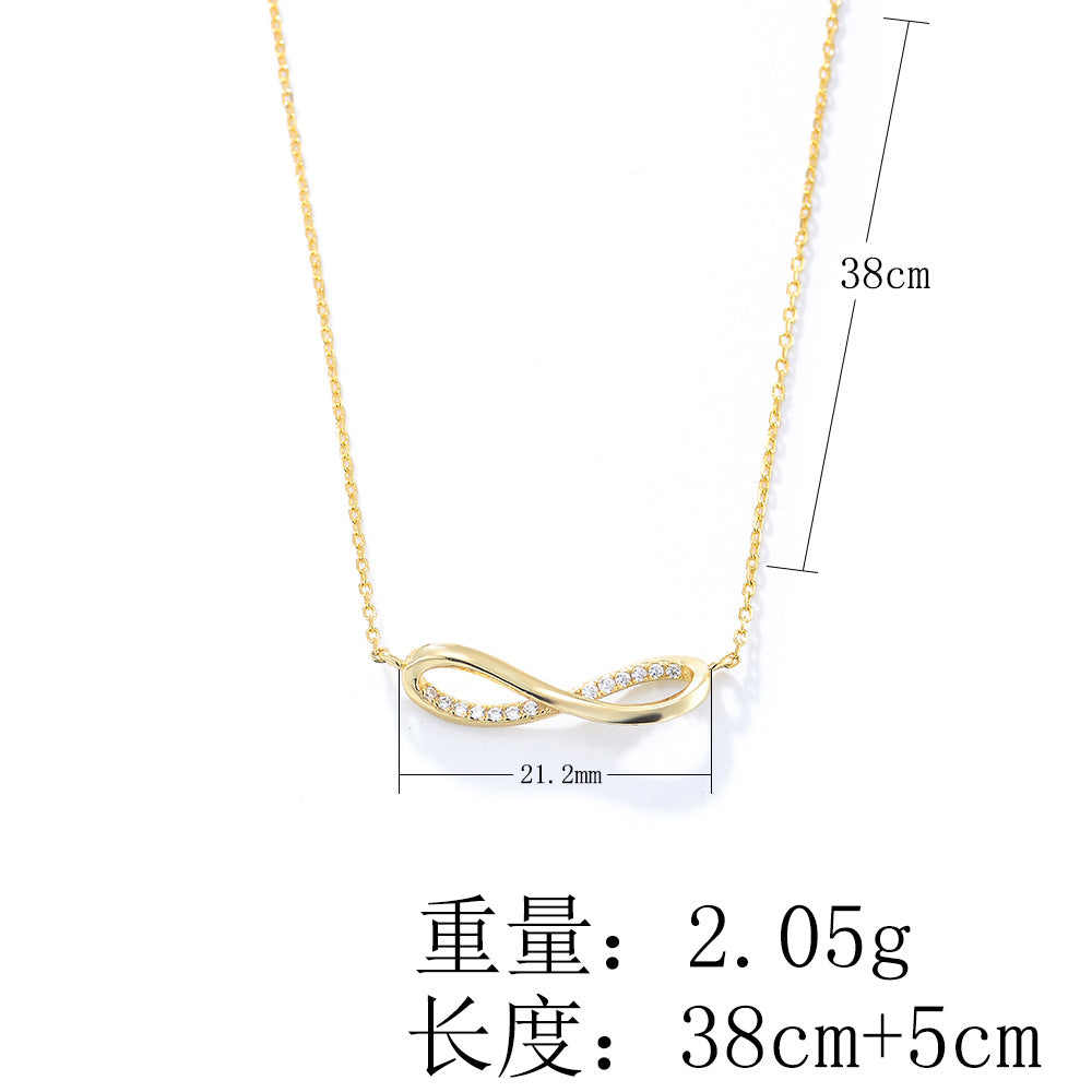 Sterling Silver Sparkling Mobius Ribbon Pendant for Women, Sleek Aesthetic Accessories