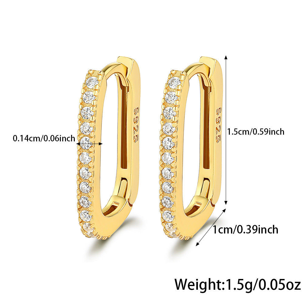 Oval Zircon Ear Cuffs - 925 Sterling Silver European Wholesale Jewelry
