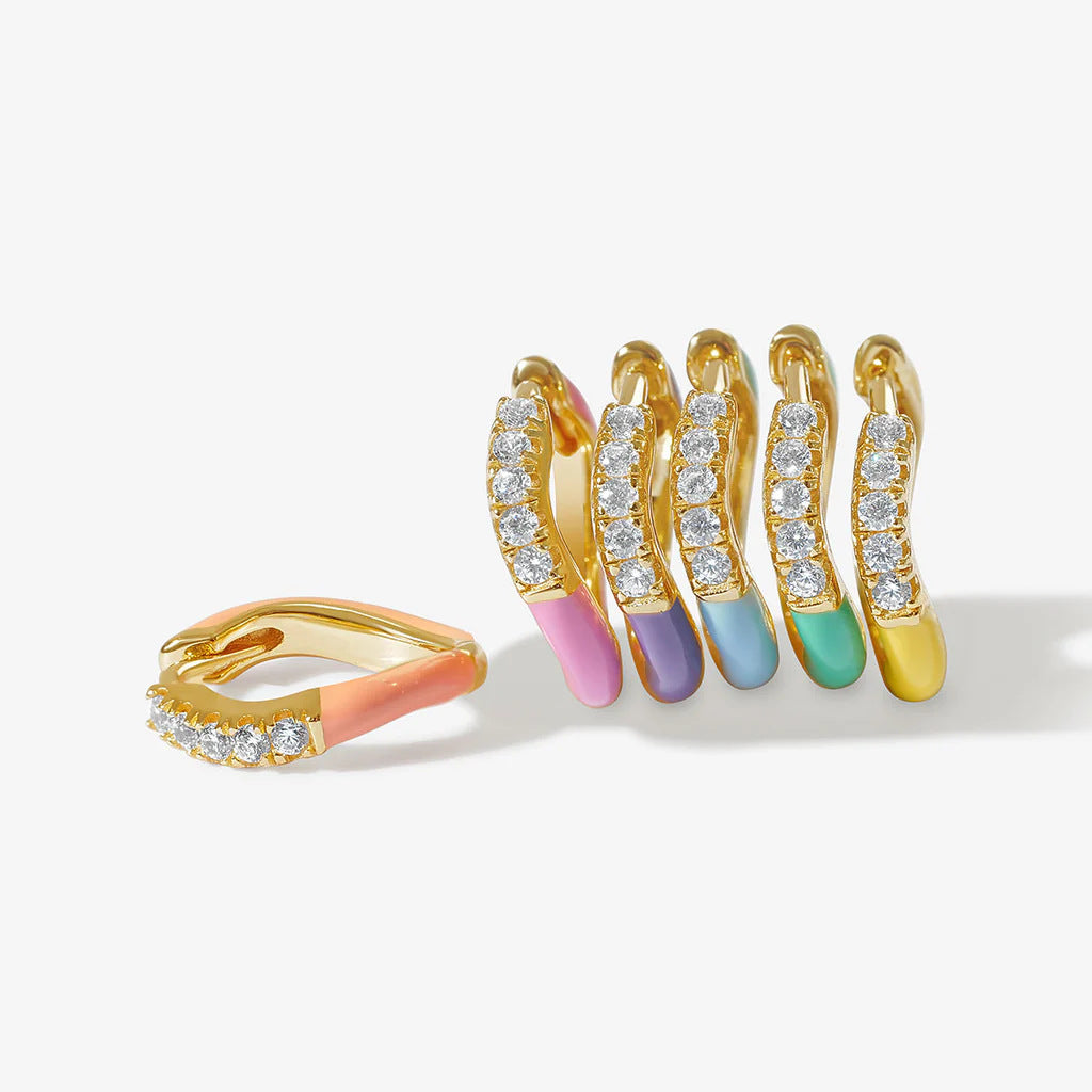 Single Color Drip Hoop - S925 Silver Dopamine Asymmetric Niche