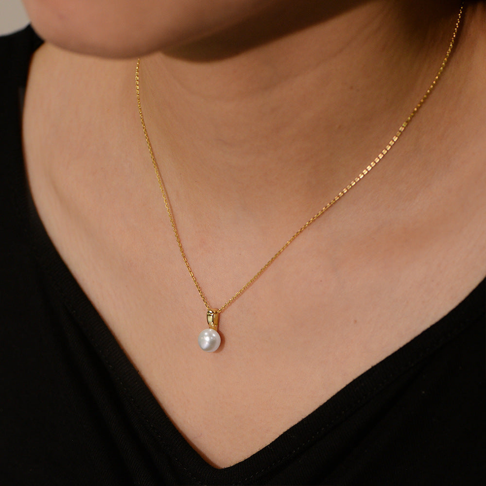 925 Sterling Silver Natural Freshwater Pearl Pendant Necklace, Light Luxury Ins Style Jewelry