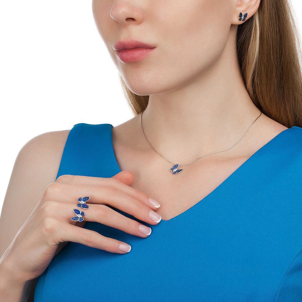 Wholesale S925 Silver Blue Butterfly Set | Vintage Elegant Jewelry Collection