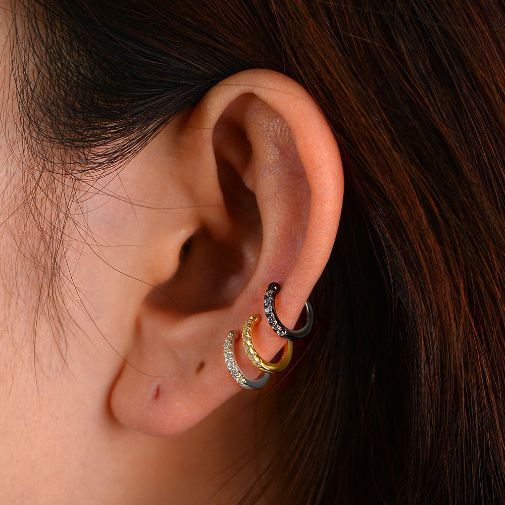 S925 Silver Sparkling C-Design Ear Clip - Modern Ins Style Aesthetic Non-Pierced Earring