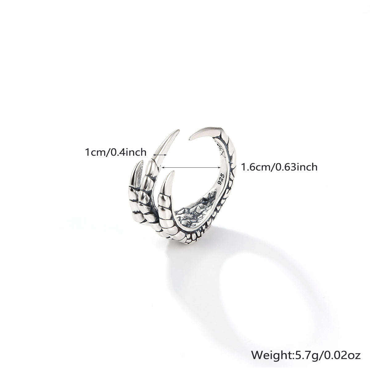 Dragon Claw Adjustable Ring - 925 Silver Halloween Niche Retro